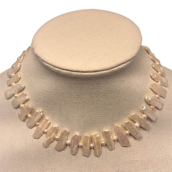 High quality, Baroque Rectangular Natural Freshwater Pearl Necklace - Picture 4 of 4